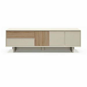 Bézs-natúr színű TV-állvány tölgyfa dekorral 180x55x45 cm Carpi – Marckeric kép