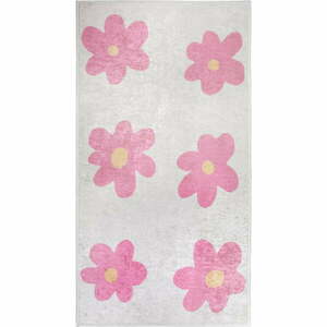 Rózsaszín-elefántcsont színű mosható futószőnyeg 80x200 cm Cute Flowers Pink – Vitaus kép