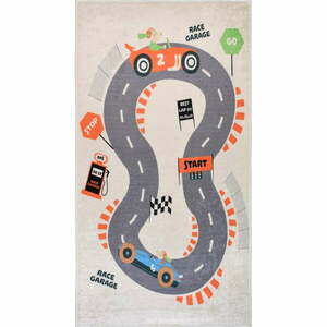 Krémszínű mosható gyerek játszószőnyeg 120x180 cm Race Garage – Vitaus kép