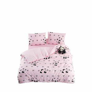 Rózsaszín háromrészes egyszemélyes hosszabbított ágyneműhuzat lepedővel 160x220 cm Panda – Mila Home kép