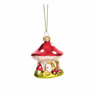 Üveg kézzel készített karácsonyfadísz ø 6 cm Mushroom House – Sass & Belle kép