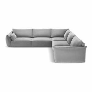Világosszürke bársony sarokkanapé Vanda – Mazzini Sofas kép