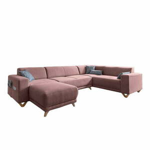 Rózsaszín kinyitható-tárolóhelyes sarokkanapé (jobb oldali-U alakú) Classy Sophie – Miuform kép