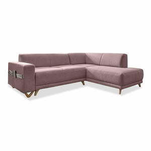 Rózsaszín kinyitható-tárolóhelyes sarokkanapé (jobb oldali-L alakú) Classy Sophie – Miuform kép