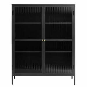 Fekete fém tálalószekrény 111x140 cm Bronco – Unique Furniture kép