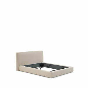 Bézs kárpitozott franciaágy ágyrács nélkül 180x200 cm Blok – Kave Home kép