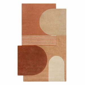 Terrakotta színű kézi szövésű gyapjú szőnyeg 120x180 cm Lozenge Terracotta – Flair Rugs kép