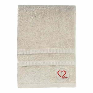 Bézs frottír pamut fürdőlepedő 70x140 cm Love – Foutastic kép