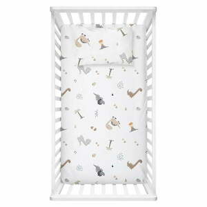 Fehér renforcé pamut gyerek lepedő babaágyhoz 100x150 cm Dinozor – Mijolnir kép