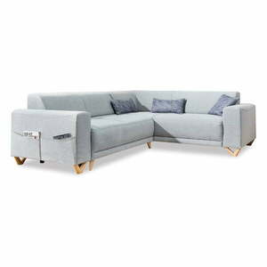 Világosszürke kinyitható-tárolóhelyes sarokkanapé (jobb oldali-L alakú) Classy Sophie – Miuform kép