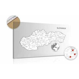 Kép parafára fekete-fehér térkép a Szlovák Köztársaságról kép