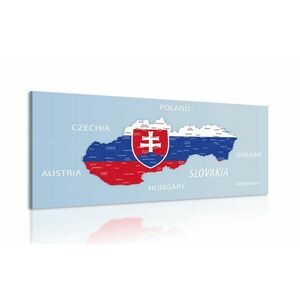 A Szlovákia térképének képe az állami címerrel és a környező országokkal kép