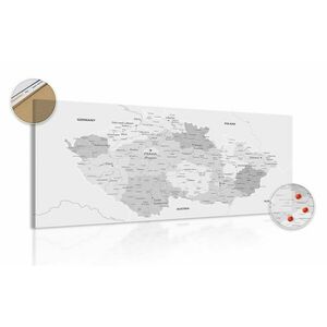 Kép parafatáblán elegáns szürke térkép Csehország kép