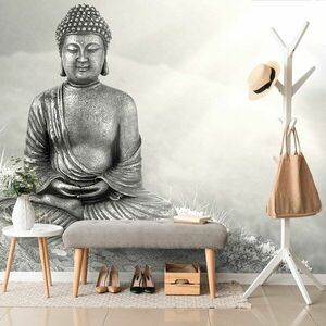 Tapéta fekete-fehér meditáló Buddha kép