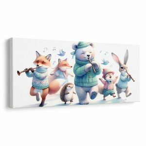 Kép cuki állatkák fuvolával télen kép