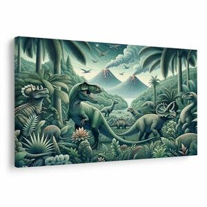 Kép dinoszauruszok vulkános őserdőben kép
