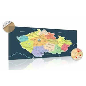 Kép parafatáblán Csehország térképe sötét háttérrel kép