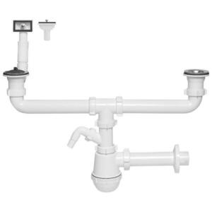Mosogatószifon Ø 50 mm palackos 2 rekeszes kimenet mosógéphez/mosogatógéphez 1234 kép