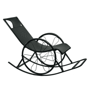 Hintaszék, rattan/fém, fekete, ROKIN kép
