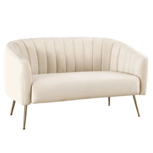 Design kétszemélyes kanapé, bézs Velvet szövet/gold króm-arany, BAGY kép
