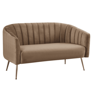 Design kétszemélyes kanapé, barna Velvet szövet/gold króm-arany, BAGY kép