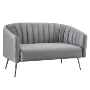 Design kétszemélyes kanapé, szürke Velvet szövet/gold króm-arany, BAGY kép