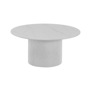 Dohányzóasztal, fehér márvány/MDF, átmérő 80 cm, MAHIR TYP 1 kép