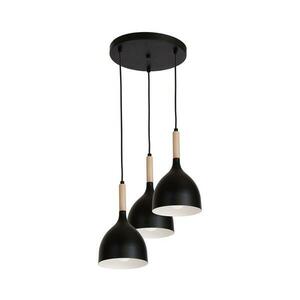 Csillár zsinóron NOAK WOOD 3xE27/15W/230V fekete/bükkfa kép