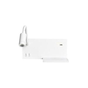 LED Fali lámpa SHELF 1xLED/4W+1xLED/5W+1xLED/2W/230V + USB port fehér kép