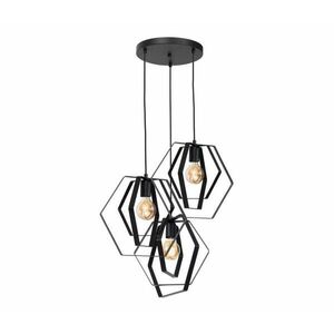 Csillár zsinóron HEXAGON 3xE27/60W/230V kerek fekete kép