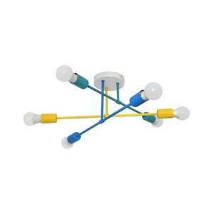 Felületre szerelhető csillár CAMBRIDGE 6xE27/20W/230V kék/sárga kép