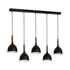 Csillár zsinóron NOAK WOOD 5xE27/15W/230V fekete/bükkfa kép