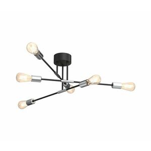Csillár rúdon FLAME 6xE27/60W/230V fekete/fényes króm kép