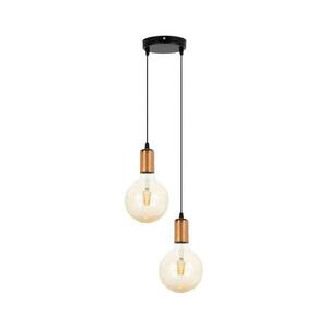 Csillár zsinóron MIROS 2xE27/60W/230V kerek fekete/réz kép