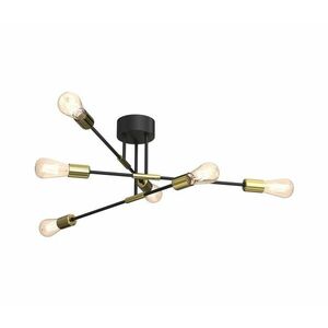 Csillár rúdon FLAME 6xE27/60W/230V fekete/arany kép