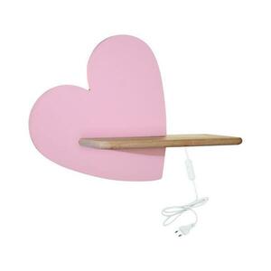 LED Gyerek fali lámpa polccal HEART LED/5W/230V rózsaszín/fa kép