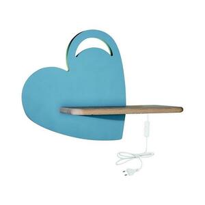 LED Gyerek fali lámpa polccal HEART LED/5W/230V kék/fa kép