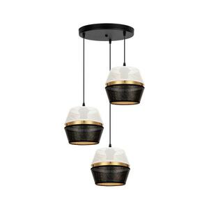 HEXE Csillár zsinóron PARIS 3xE27/60W/230V á. 45 cm fehér/fekete/arany kép
