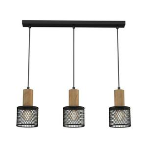 Csillár zsinóron SOBRESA 3xE27/60W/230V fekete/fa kép