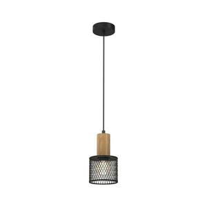 Csillár zsinóron SOBRESA 1xE27/60W/230V fekete/fa kép