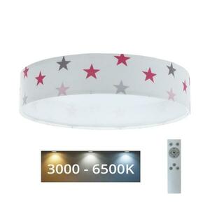 LED Dimmelhető lámpa GALAXY KIDS LED/24W/230V csillagok fehér/rózsaszín/szürke + távirányító kép