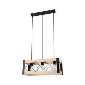 Csillár zsinóron FRIDA 3xE27/60W/230V fekete/bézs bükk kép
