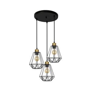 Csillár zsinóron PRIMO 3xE27/60W/230V fekete/arany kép
