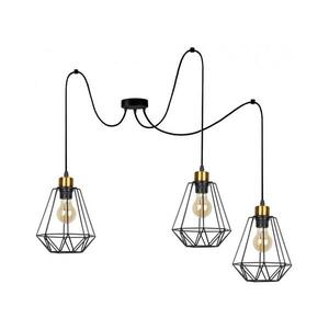 Csillár zsinóron PRIMO 3xE27/60W/230V pók fekete/arany kép