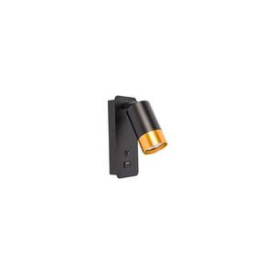 Fali spotlámpa USB töltővel 1xGU10/35W/230V fekete/arany kép