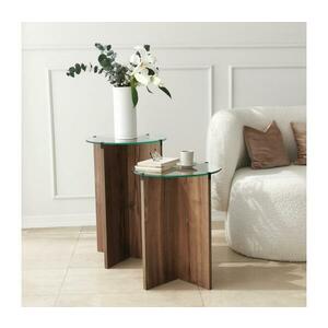 KÉSZLET 2x Kisasztal LILY átm. 40 cm barna/átlátszó kép