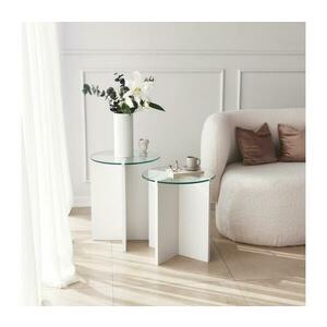 KÉSZLET 2x Kisasztal LILY átm. 40 cm fehér/átlátszó kép