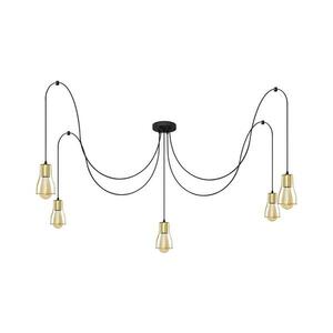 Csillár zsinóron TUBE 5xE27/15W/230V pók fekete/arany kép
