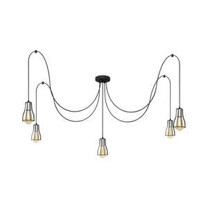 Csillár zsinóron TUBE 5xE27/15W/230V pók fekete/króm kép