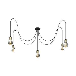 Csillár zsinóron TUBE 5xE27/15W/230V pók fekete/arany kép